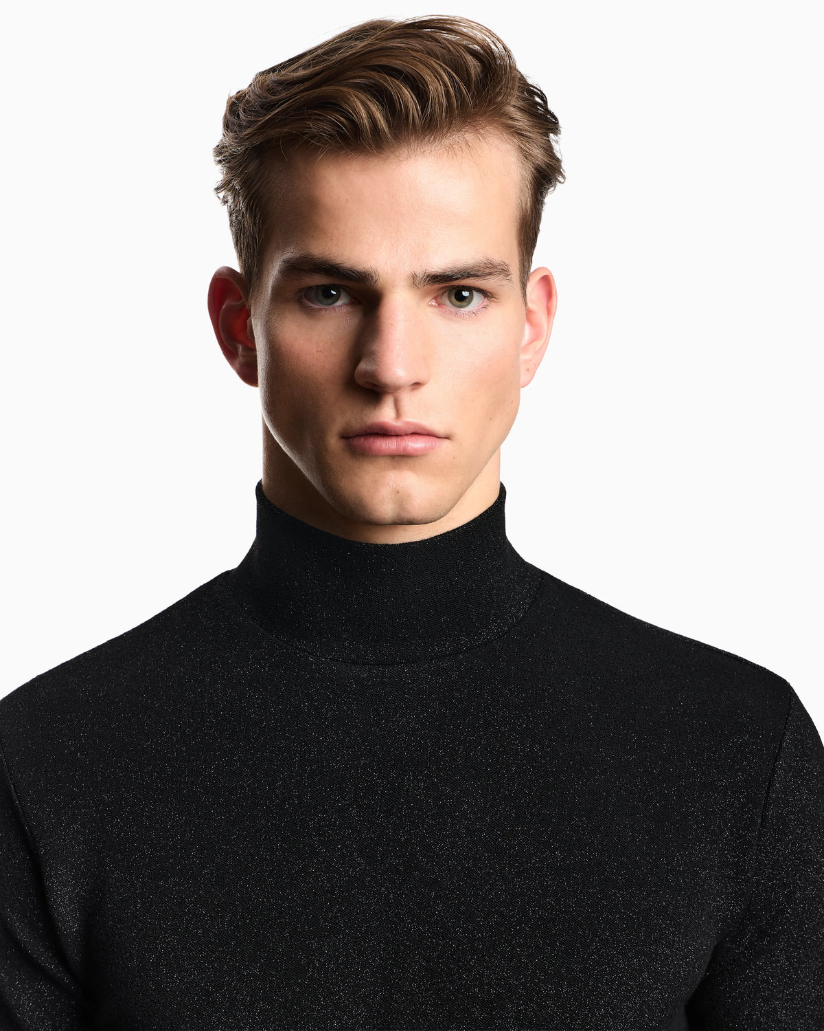 Lurex jersey mock-neck jumper