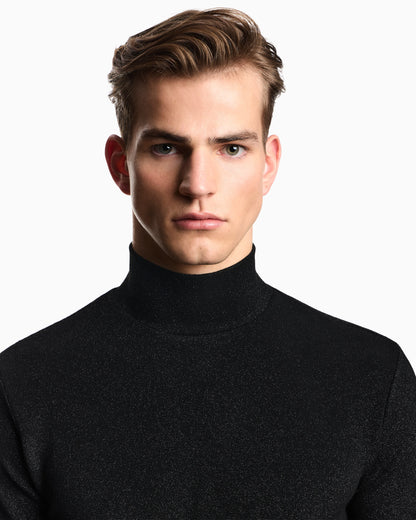 Lurex jersey mock-neck jumper
