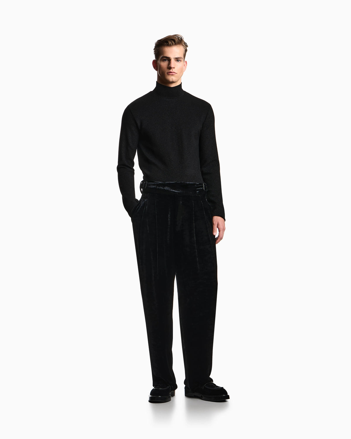 Lurex jersey mock-neck jumper