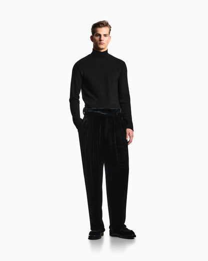 Lurex jersey mock-neck jumper