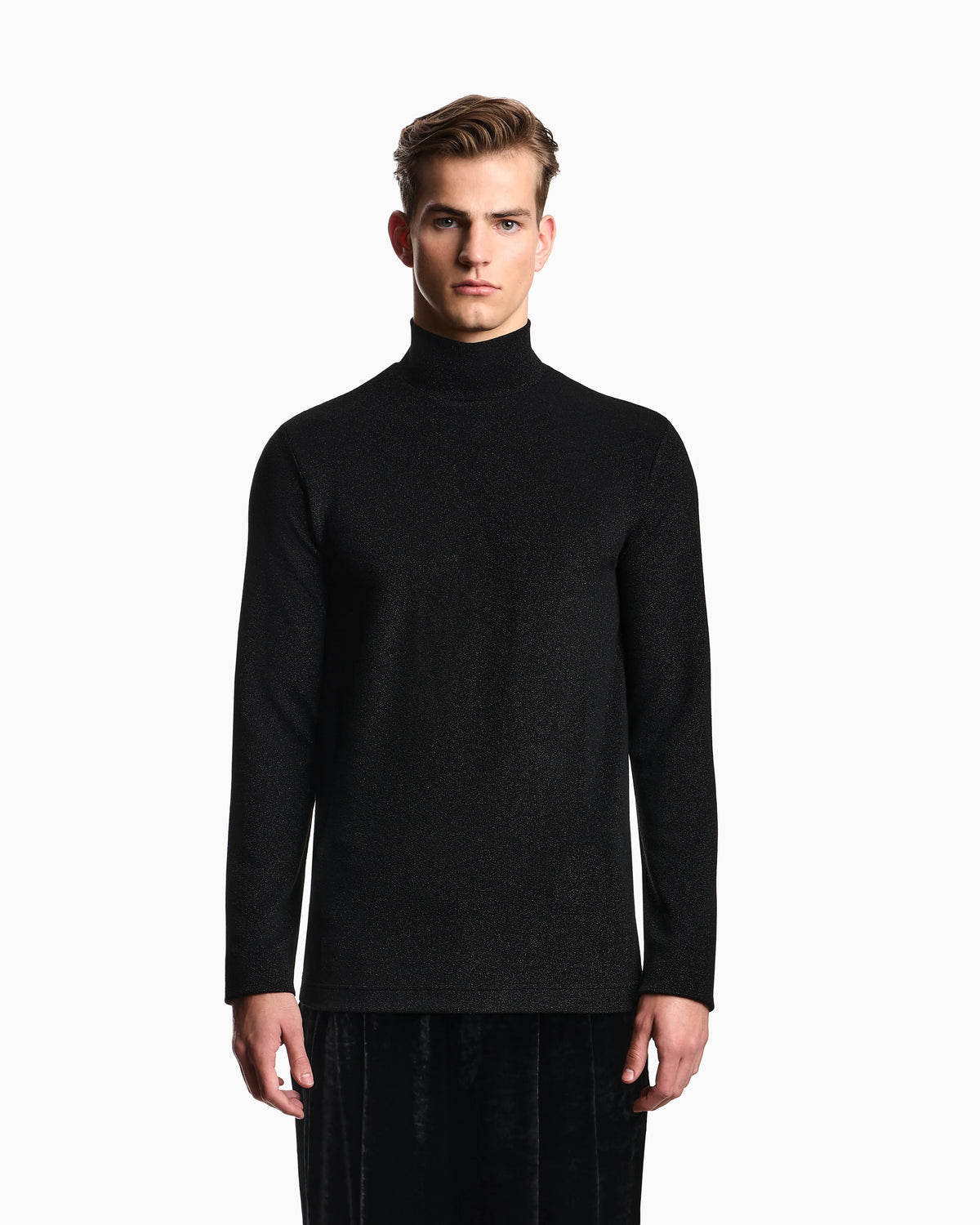 Lurex jersey mock-neck jumper