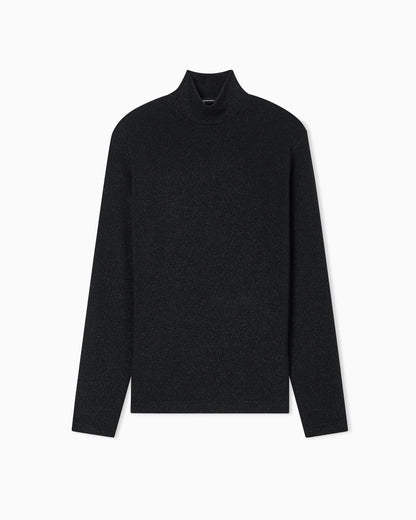 Lurex jersey mock-neck jumper