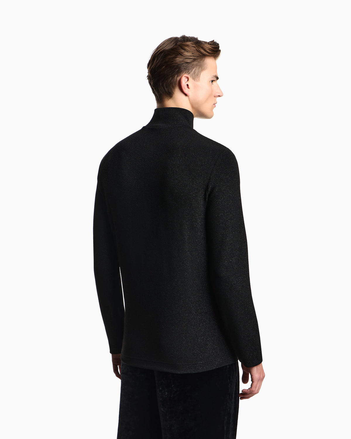Lurex jersey mock-neck jumper