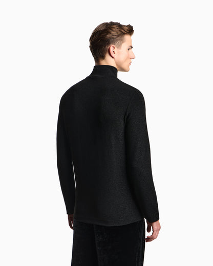 Lurex jersey mock-neck jumper