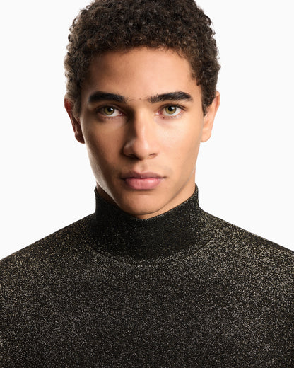 Lurex jersey mock-neck jumper