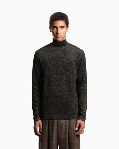 Lurex jersey mock-neck jumper