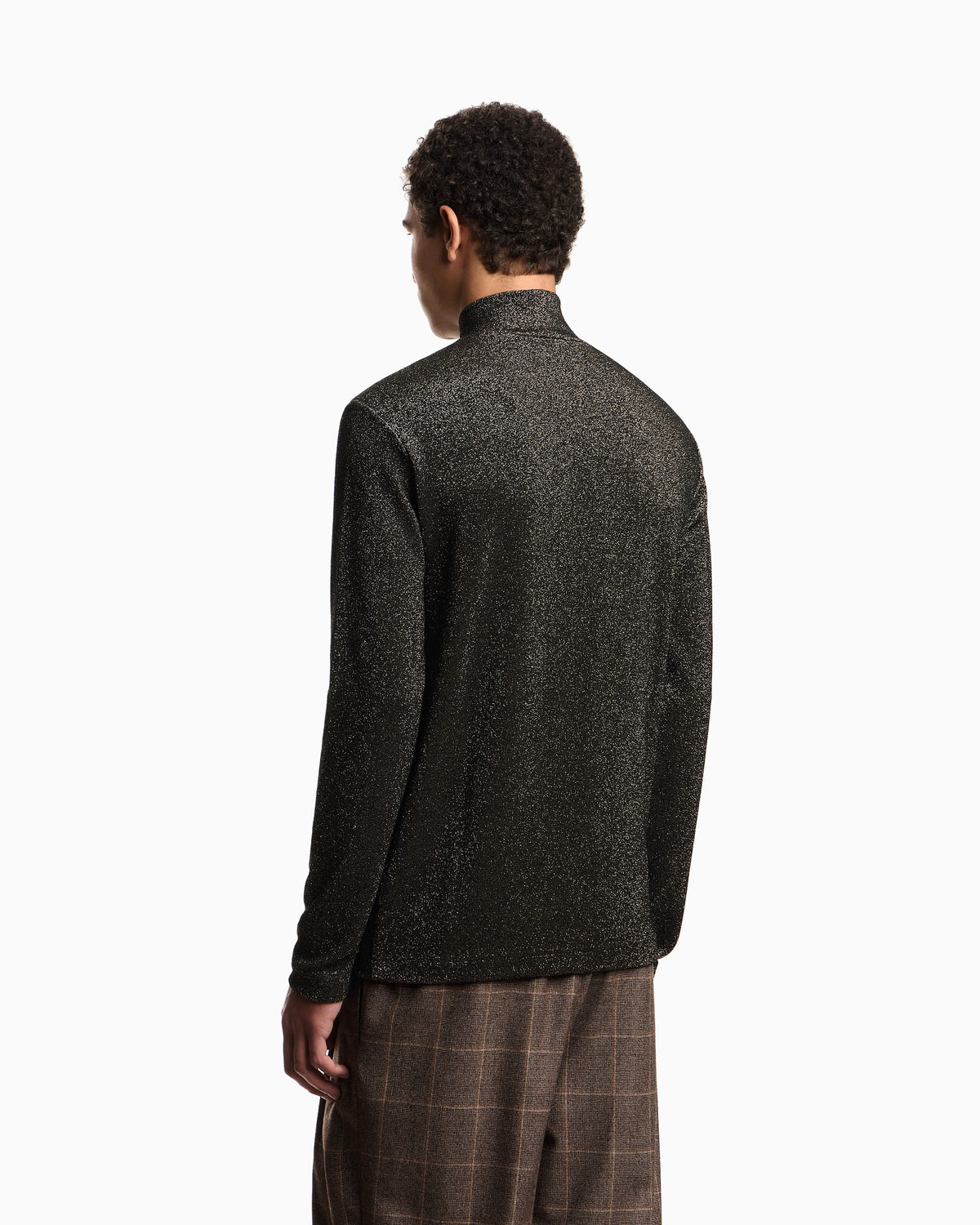 Lurex jersey mock-neck jumper
