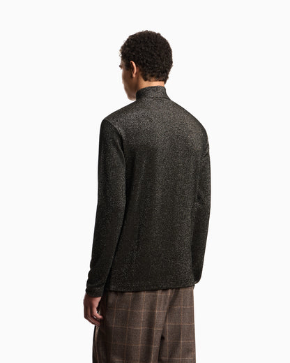 Lurex jersey mock-neck jumper