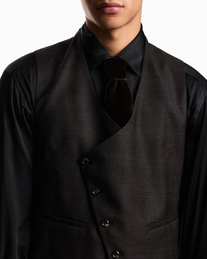 Waistcoat in Prince of Wales check super 130s wool