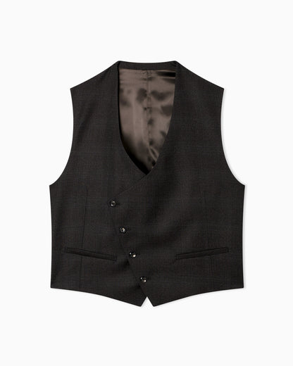 Waistcoat in Prince of Wales check super 130s wool