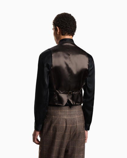 Waistcoat in Prince of Wales check super 130s wool