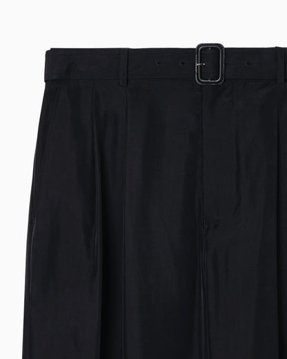 Pure washed silk habutai belted trousers