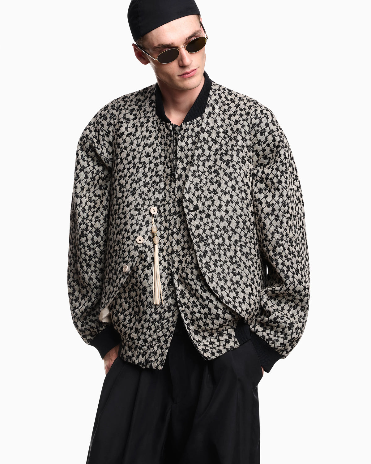 Pure washed silk habutai belted trousers