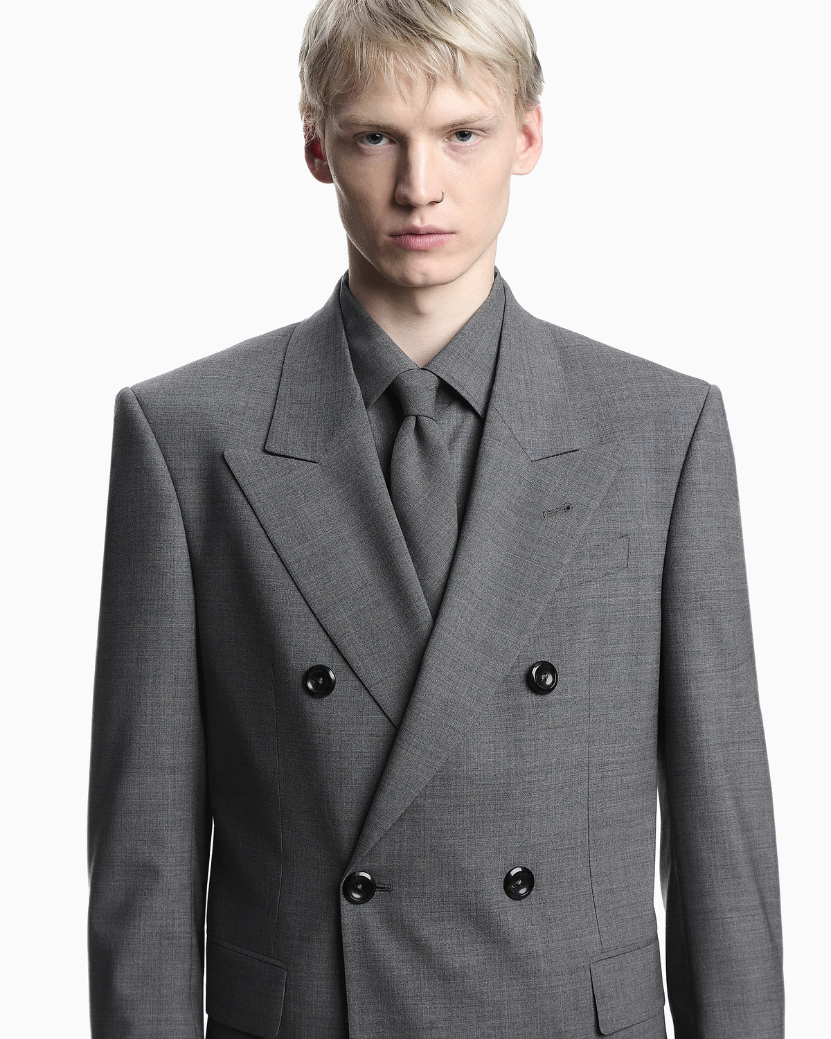 Double-breasted jacket in stretch wool canvas