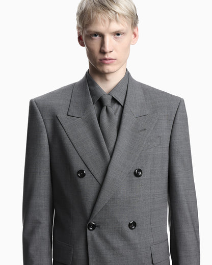Double-breasted jacket in stretch wool canvas