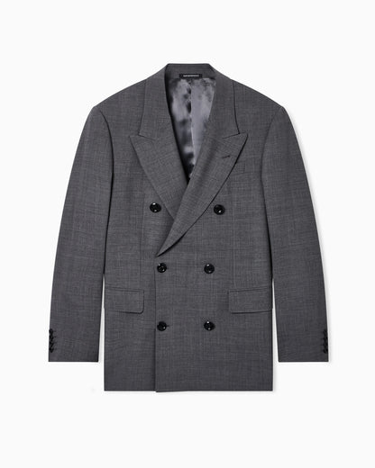 Double-breasted jacket in stretch wool canvas