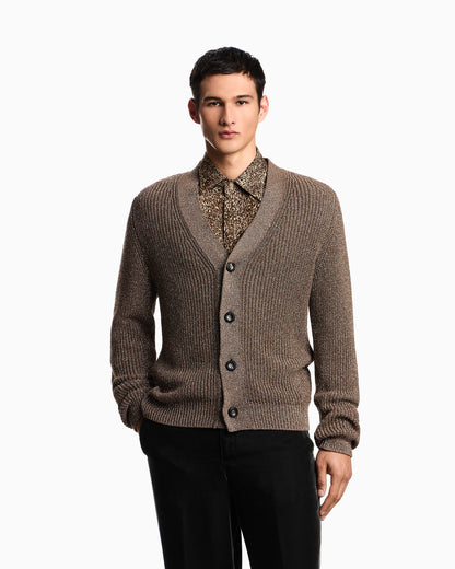 Half fisherman’s rib lurex knit cardigan