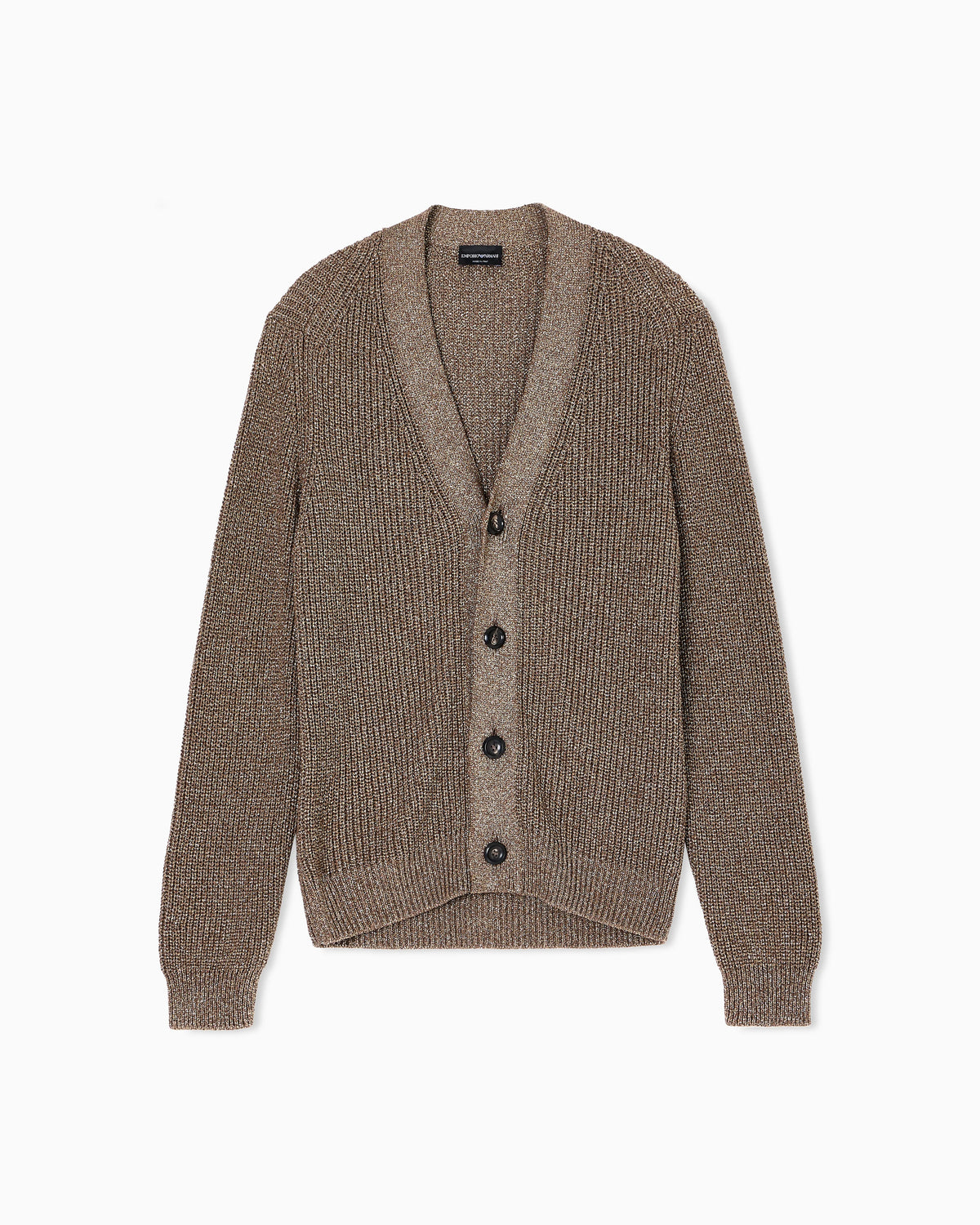 Half fisherman’s rib lurex knit cardigan