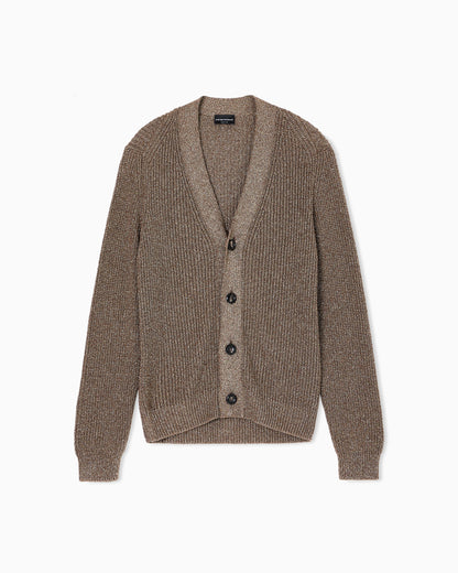 Half fisherman’s rib lurex knit cardigan