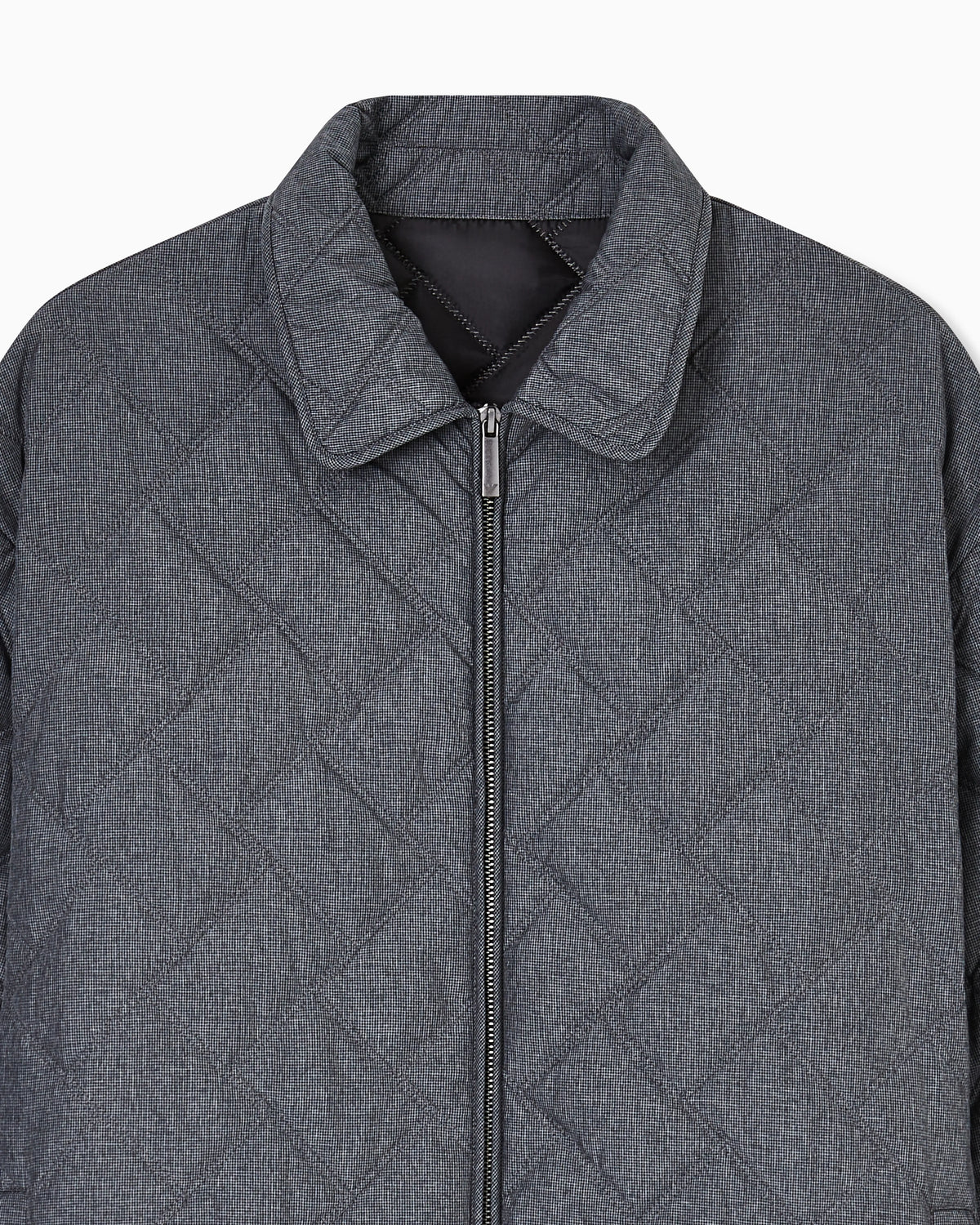 Quilted nylon blouson with an all-over check micro print