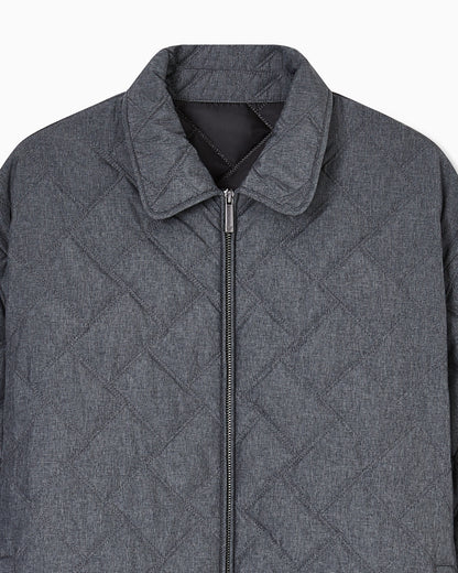 Quilted nylon blouson with an all-over check micro print