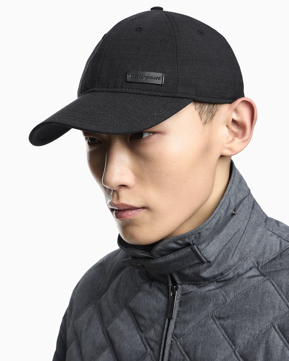 Quilted nylon blouson with an all-over check micro print