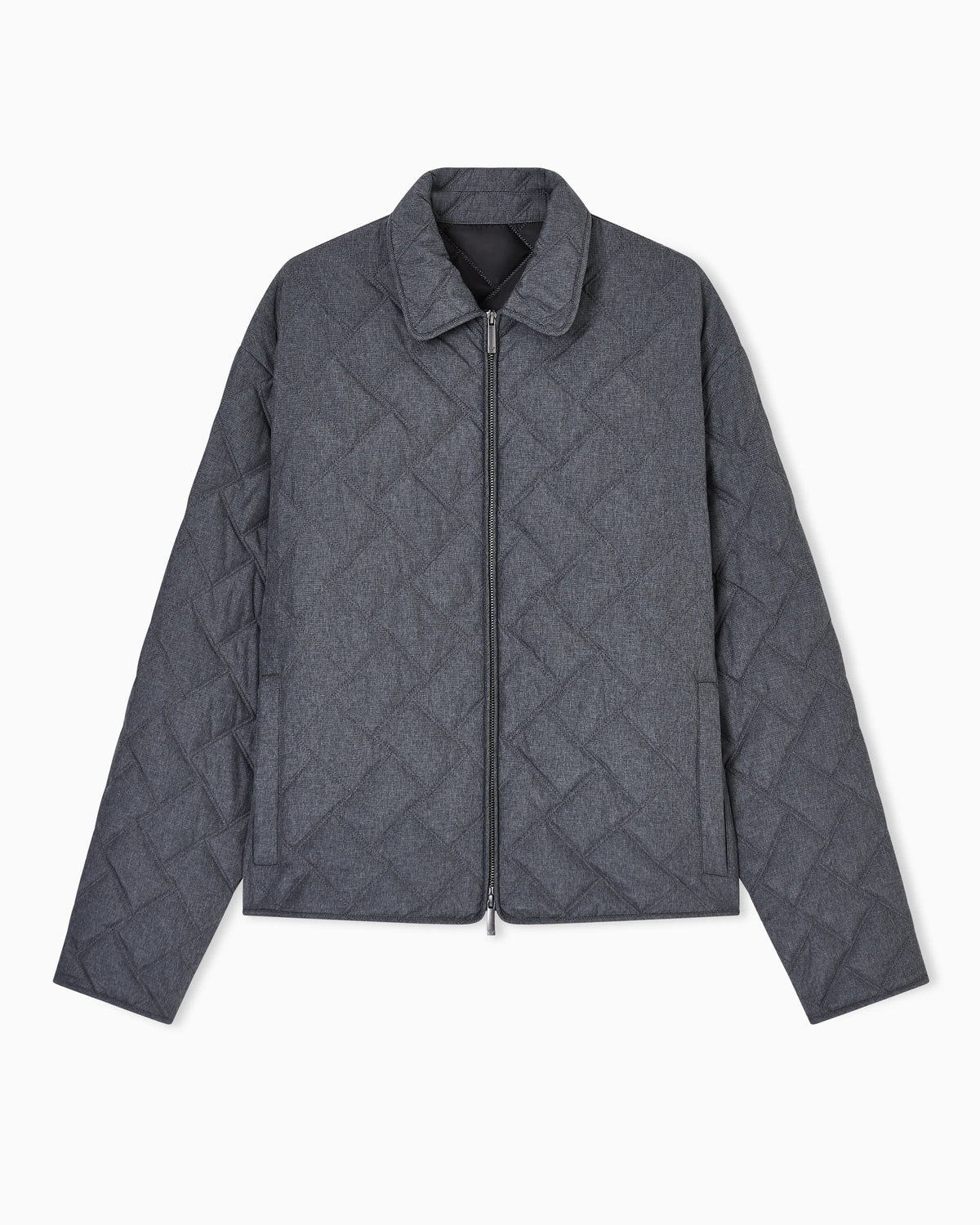 Quilted nylon blouson with an all-over check micro print