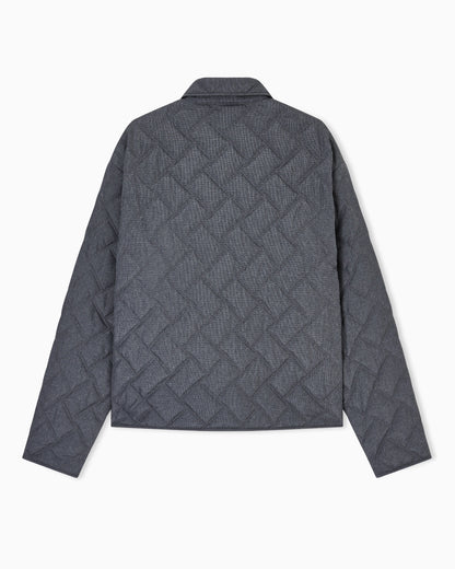 Quilted nylon blouson with an all-over check micro print
