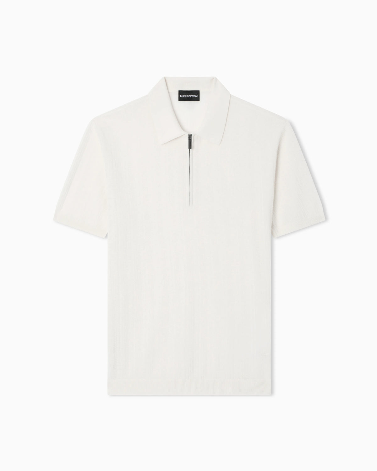 Vertical tuck-stitch jumper with polo-shirt collar