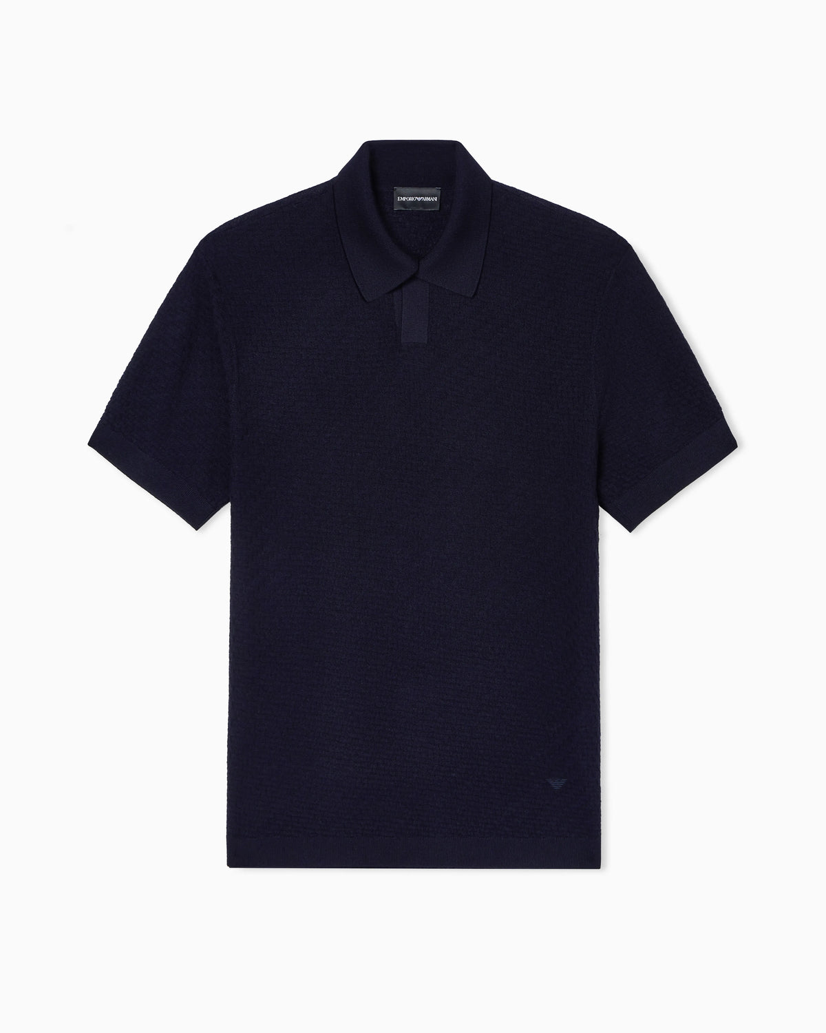Polo shirt-collar jumper in virgin wool with check motif