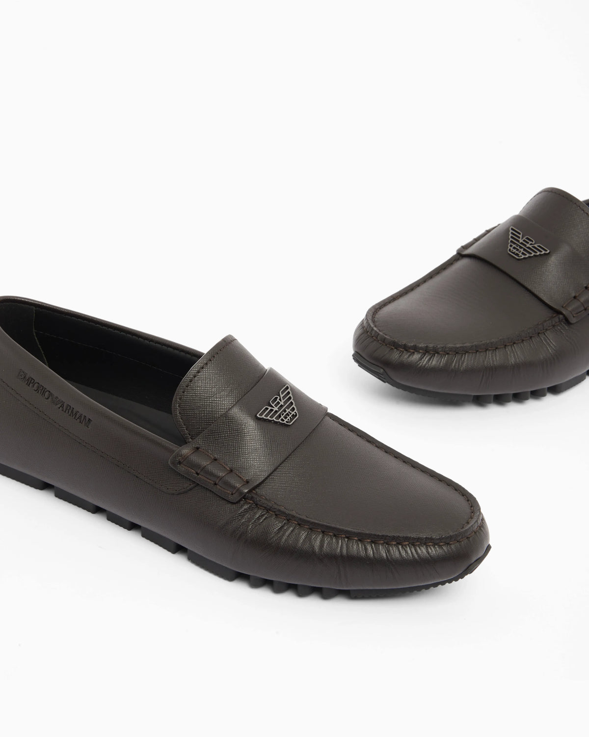 Saffiano leather driving loafers