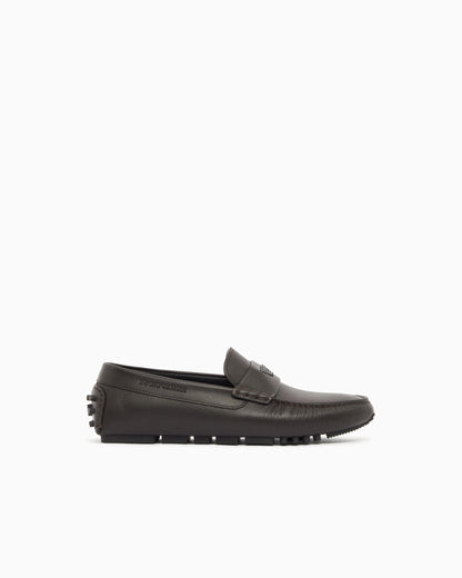 Saffiano leather driving loafers
