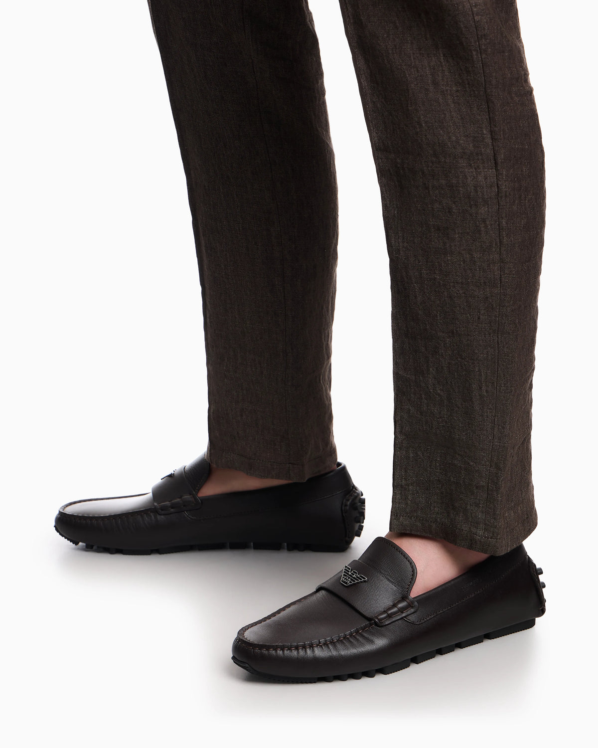 Saffiano leather driving loafers