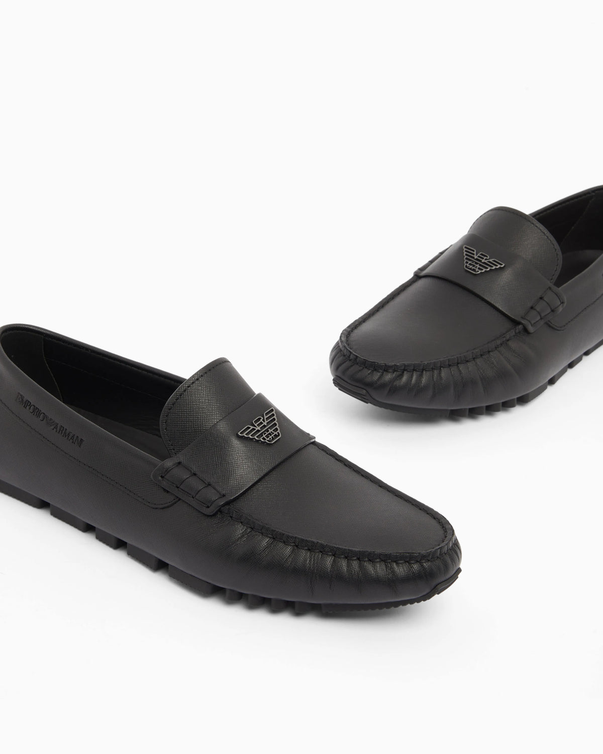 Saffiano leather driving loafers