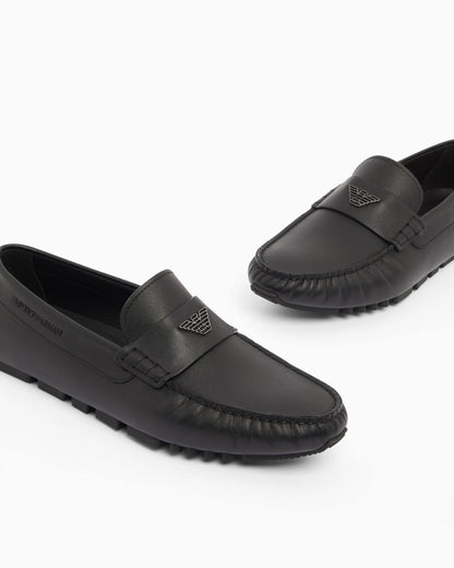 Saffiano leather driving loafers
