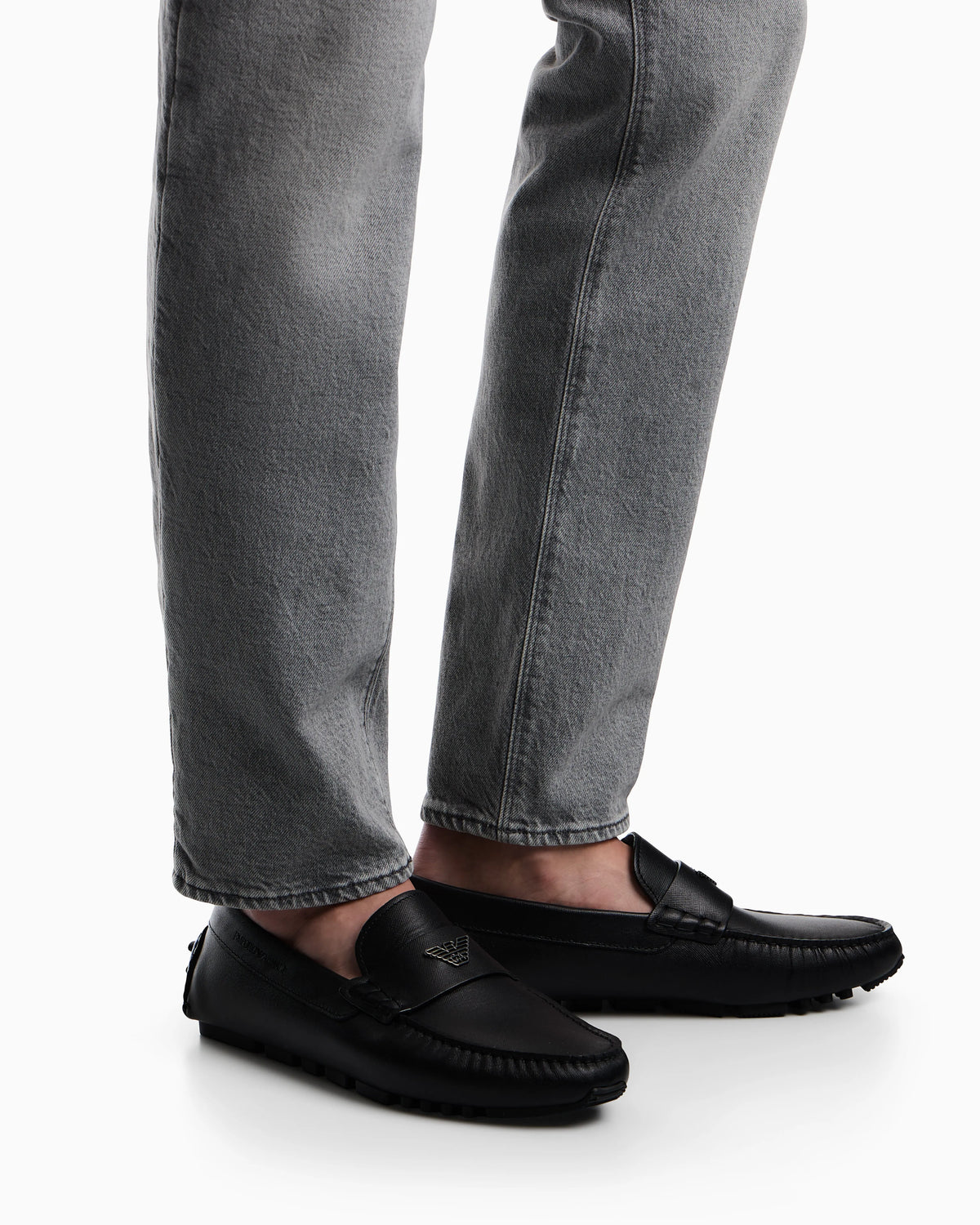 Saffiano leather driving loafers