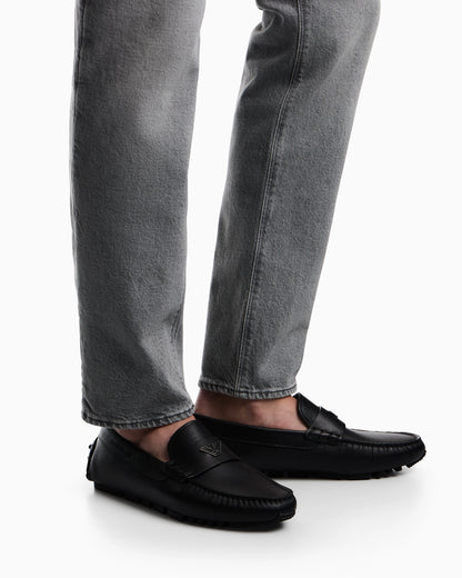 Saffiano leather driving loafers