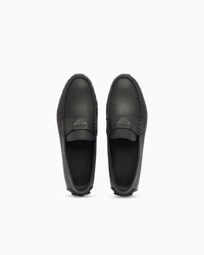 Saffiano leather driving loafers