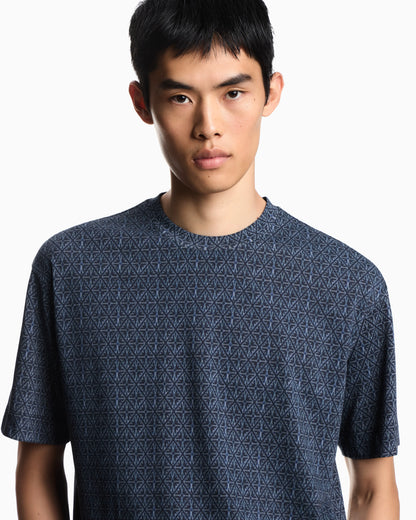 ASV jersey T-shirt with majolica-effect print