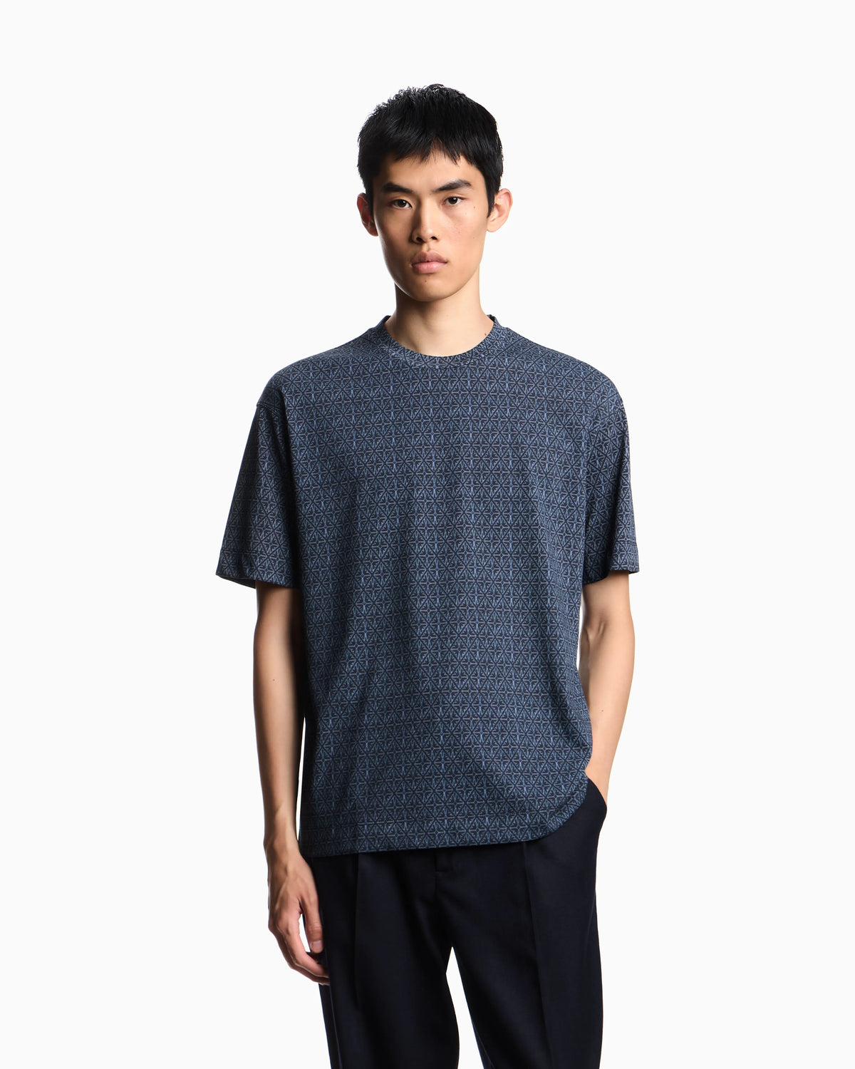ASV jersey T-shirt with majolica-effect print
