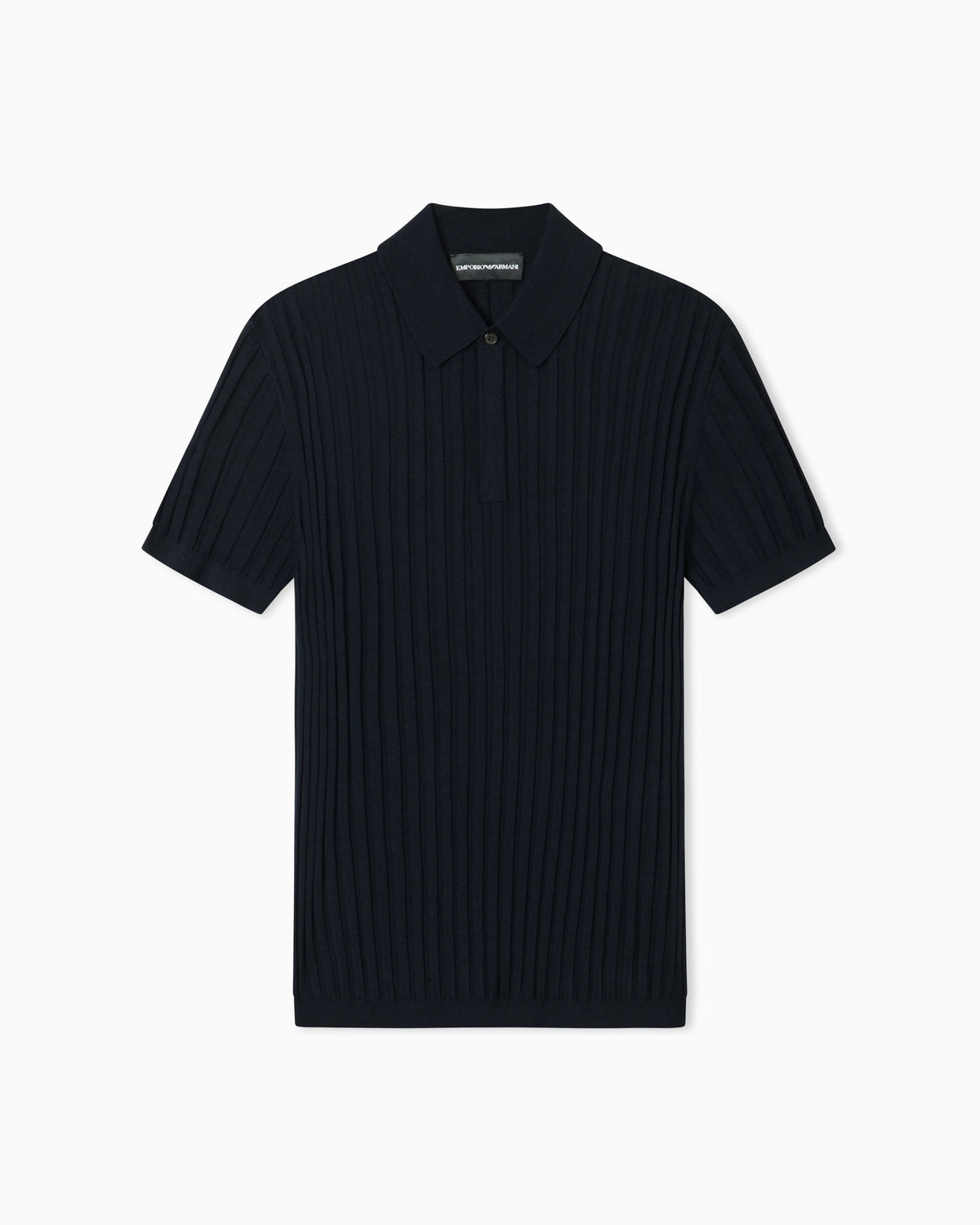Travel Essential rib knit jacquard polo collar jumper