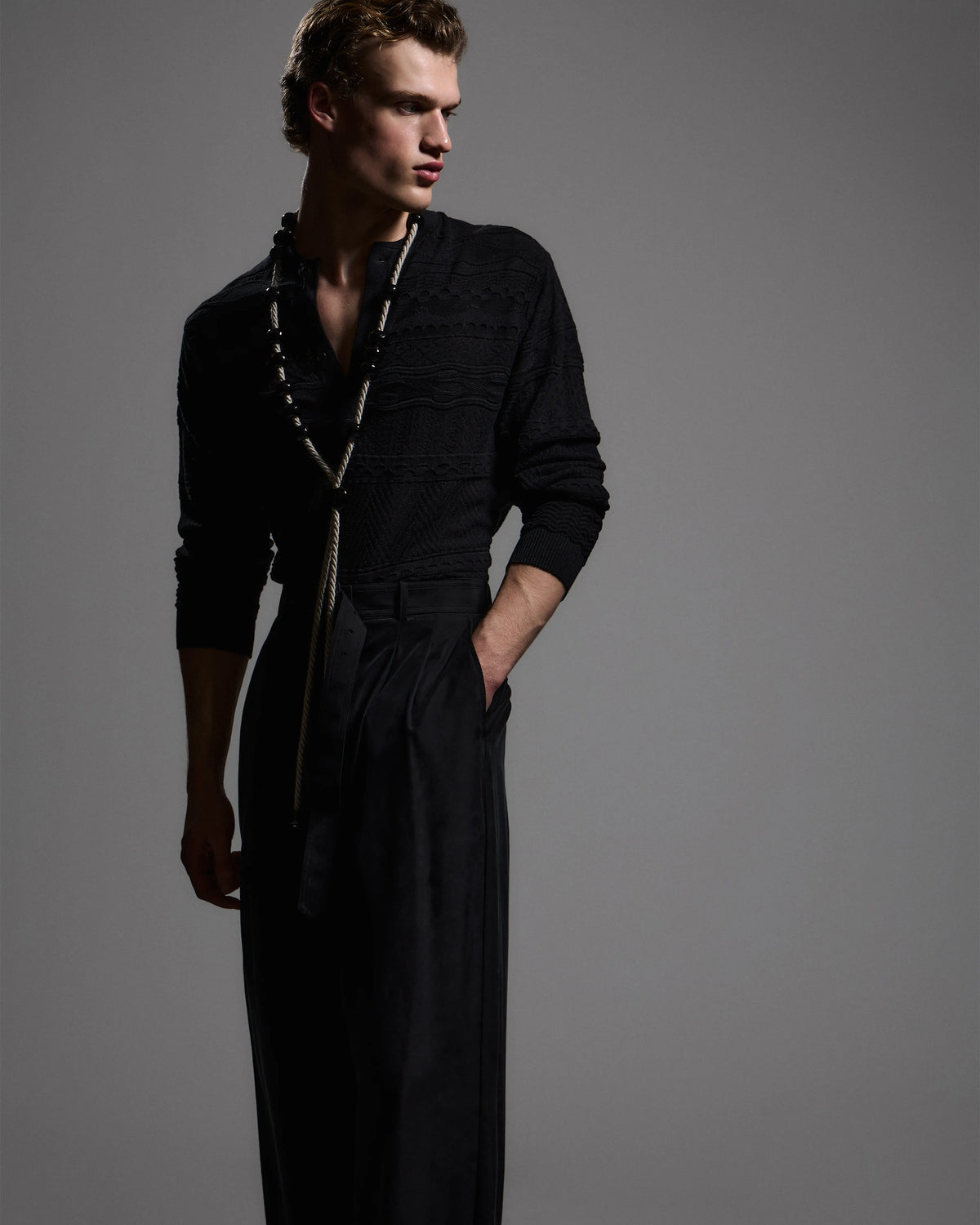Lyocell-blend, Henley neckline jumper