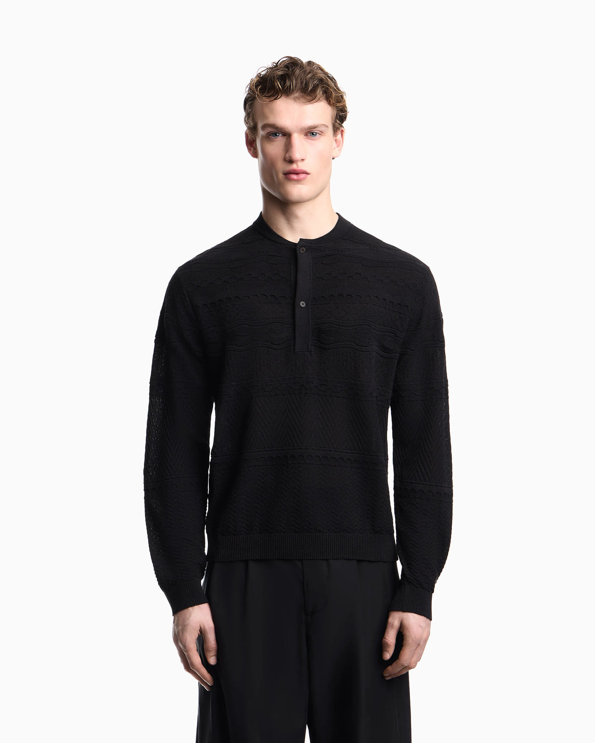 Lyocell-blend, Henley neckline jumper
