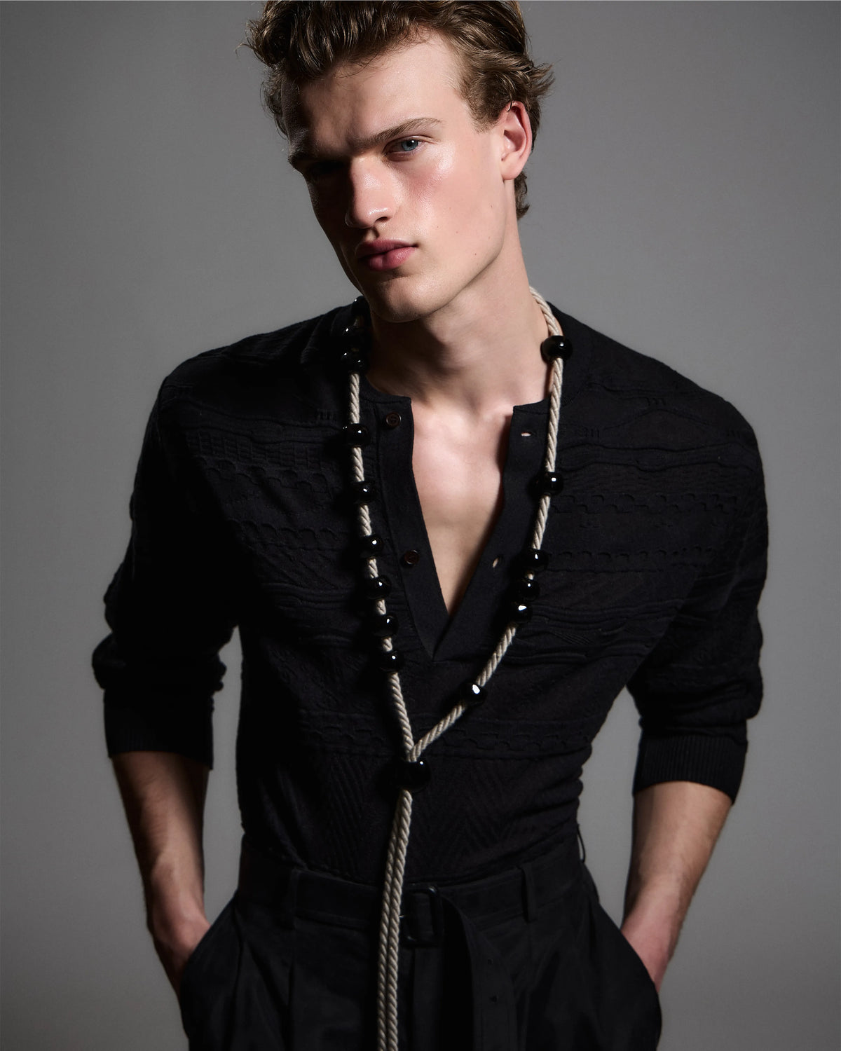 Lyocell-blend, Henley neckline jumper
