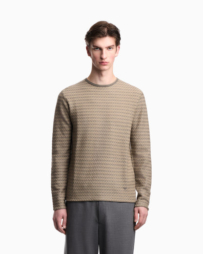 Icon virgin-wool jumper with a two-tone chevron motif
