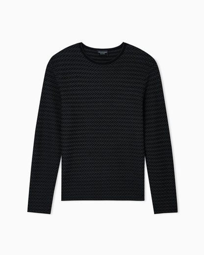Icon virgin-wool jumper with a two-tone chevron motif