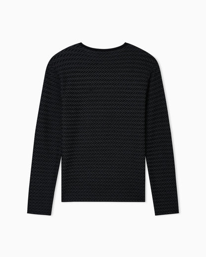 Icon virgin-wool jumper with a two-tone chevron motif