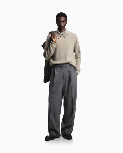 Turtleneck jumper in virgin wool with a half fisherman’s-rib knit