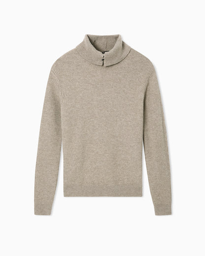 Turtleneck jumper in virgin wool with a half fisherman’s-rib knit
