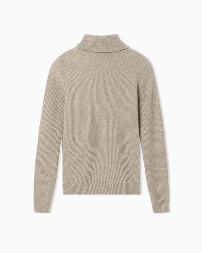 Turtleneck jumper in virgin wool with a half fisherman’s-rib knit